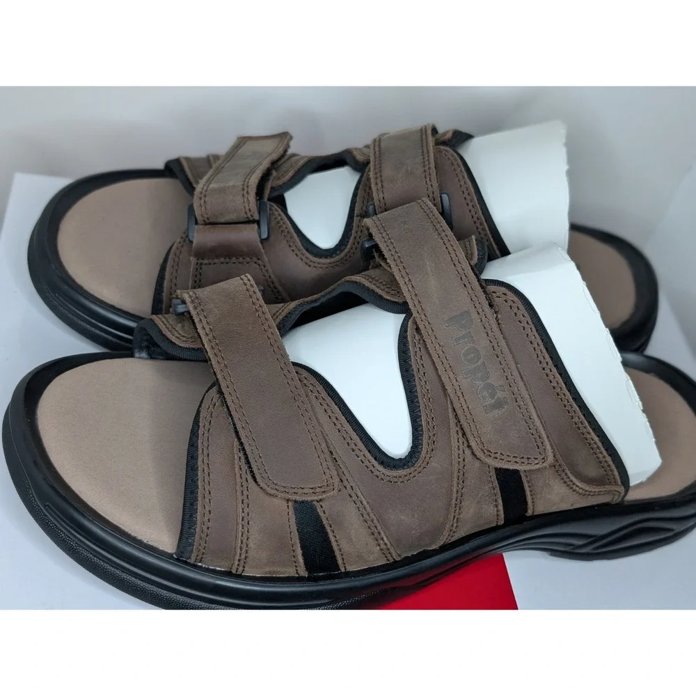 Propet Vero Slide Men's Size 10.5 X (3E) Brown Casual Sandals MSV003LBRNX-10H‎